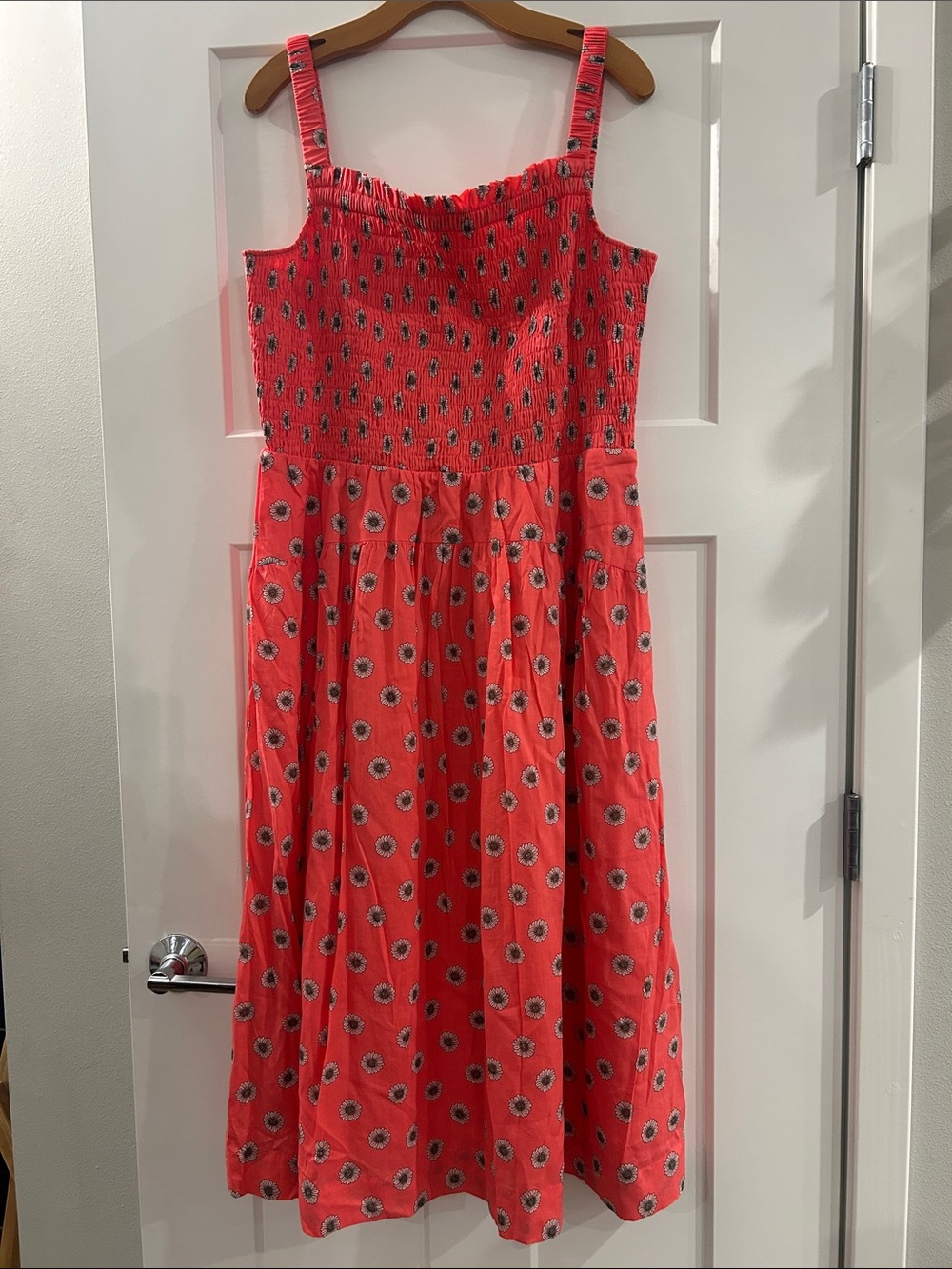 Sleeveless Coral Floral Midi Dress